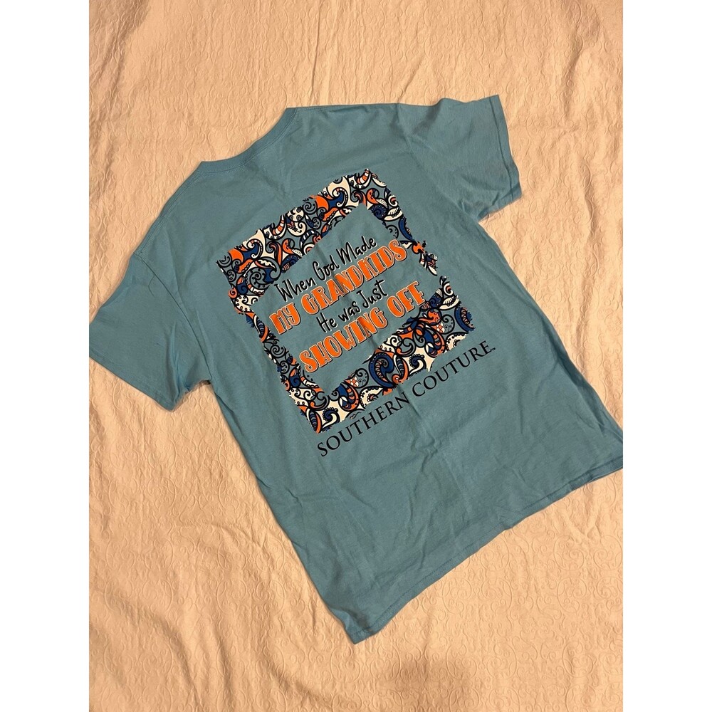 Southern Couture Medium Grandkids Grandmother Shirt blue